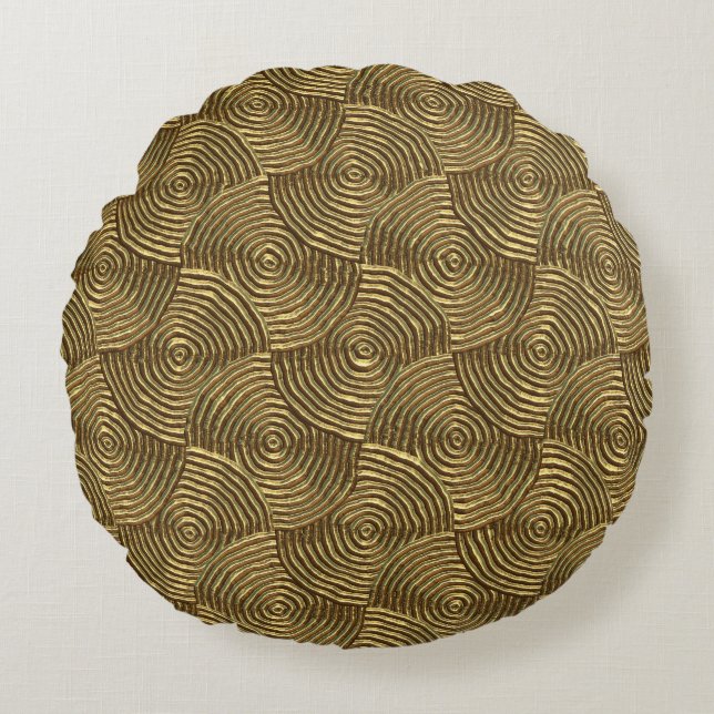 Gouden cirkeltextuur: Abstract naadloos. Rond Kussen (Voorkant)