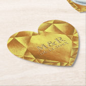 Gouden Citrien Waterverf Hart Bruiloft Jubileum Kartonnen Onderzetters (Gekanteld)