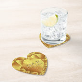 Gouden Citrien Waterverf Hart Bruiloft Jubileum Kartonnen Onderzetters (Insitu)