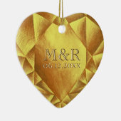 Gouden Citrien Waterverf Hart Bruiloft Jubileum Keramisch Ornament (Rechts)