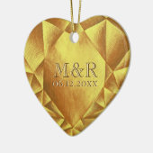 Gouden Citrien Waterverf Hart Bruiloft Jubileum Keramisch Ornament (Links)