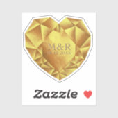 Gouden Citrien Waterverf Hart Bruiloft Jubileum Sticker (Vel)