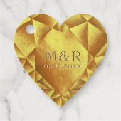 Gouden Citrien Waterverf Hart Trouwverjaardag Bedankjes Labels (Voorkant)