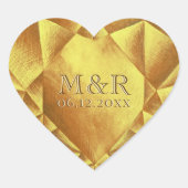 Gouden Citrien Waterverf Hart Trouwverjaardag Hart Sticker (Voorkant)