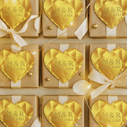 Gouden Citrien Waterverf Hart Trouwverjaardag Hart Sticker