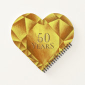 Gouden Citrien Waterverf Hart Trouwverjaardag Notitieboek (Achterkant)