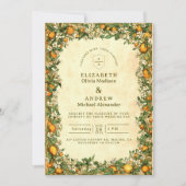 Gouden Citrus Tuin Bruiloft Kaart (Voorkant)