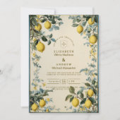Gouden Citrusbloesem Bruiloft Kaart (Voorkant)