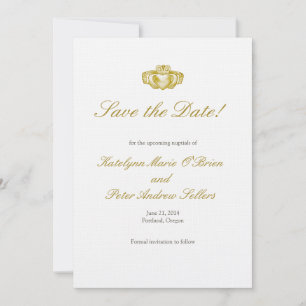 Gouden Claddagh Ring Save the Date Kaart