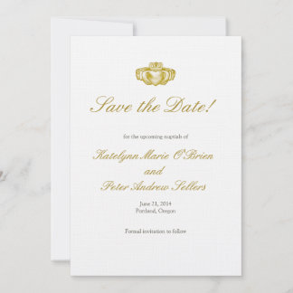 Gouden Claddagh Ring Save the Date Kaart