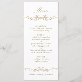 Gouden Classic Bloemen Border Wedding Menu