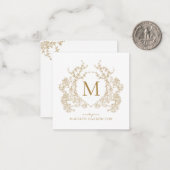 Gouden Classic  Bloemkam Monogram Notitiekaartje (Voorkant / Achterkant in situ)