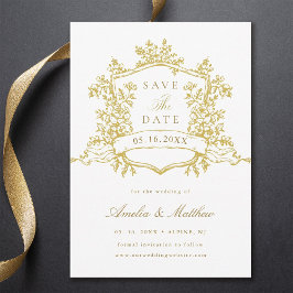 Gouden Classic Floral Crest Wedding Save The Date