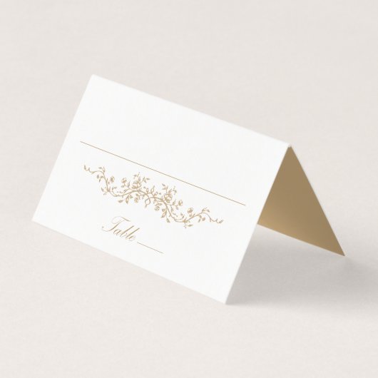 Gouden Classic Floral Wedding Place Card Kaart (Voorkant)