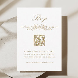 Gouden Classic Franse Bloemen Border Wedding RSVP Kaart