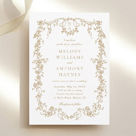 Gouden Classic Franse Victoriaans Bloemen Huwelijk Kaart