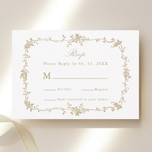 Gouden Classic Victoriaans Bloemen Lijst Wedding R RSVP Kaartje