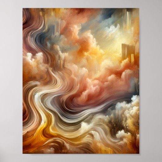 Gouden Cloud Flow Abstracte Surrealistische Energi Poster (Voorkant)
