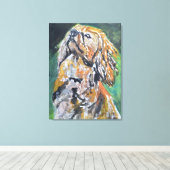 Gouden Cocker Spaniel Portret Canvas Afdruk (Insitu (Houten vloer))