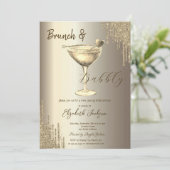 Gouden Cocktail Hart Glitter Drips Bachelorette Kaart (Staand voorkant)