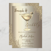 Gouden Cocktail Hart Glitter Druppelt Bachelorette Kaart (Voorkant / Achterkant)