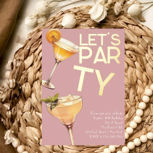 Gouden cocktail party meisje verjaardagsuitnodigin folie uitnodiging