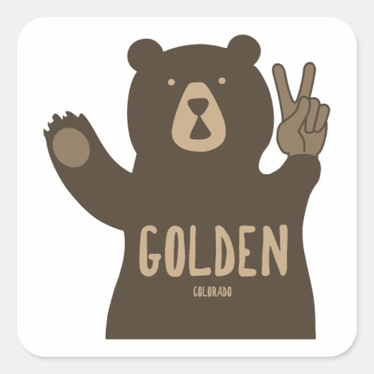 Gouden Colorado Vredesbeer Vierkante Sticker (Voorkant)