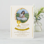 Gouden communiebloedwinebeker foto kaart (Staand voorkant)