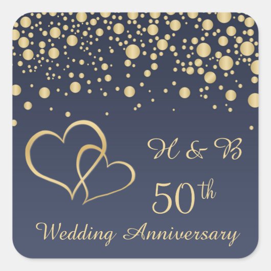Gouden confetti 50e bruiloft Jubileum Sticker (Voorkant)