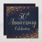 Gouden Confetti 50e jubileum uitnodiging (Voorkant / Achterkant)