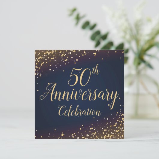 Gouden Confetti 50e jubileum uitnodiging (Staand voorkant)
