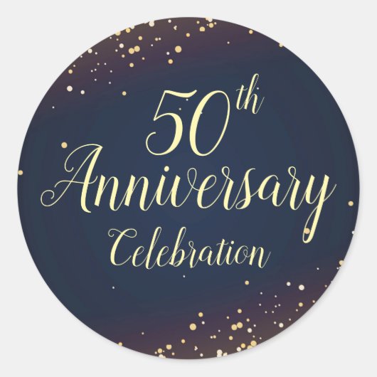Gouden Confetti 50ste Verjaardag Sticker (Voorkant)