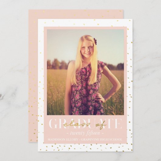 Gouden Confetti | aankondiging van afstuderen (Voorkant / Achterkant)