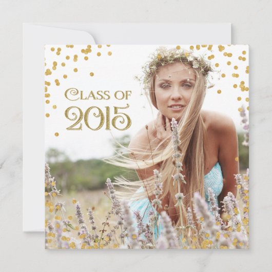 Gouden Confetti Afstudeer Uitnodiging (Voorkant)