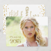 Gouden Confetti Afstudeer Uitnodiging (Voorkant / Achterkant)