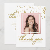Gouden Confetti Afstudeerfoto Bedankt (Voorkant / Achterkant)