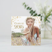 Gouden Confetti Afstudeeruitnodiging Kaart (Staand voorkant)