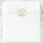 Gouden Confetti Afstuderen 2025 Ronde Sticker (Tas)