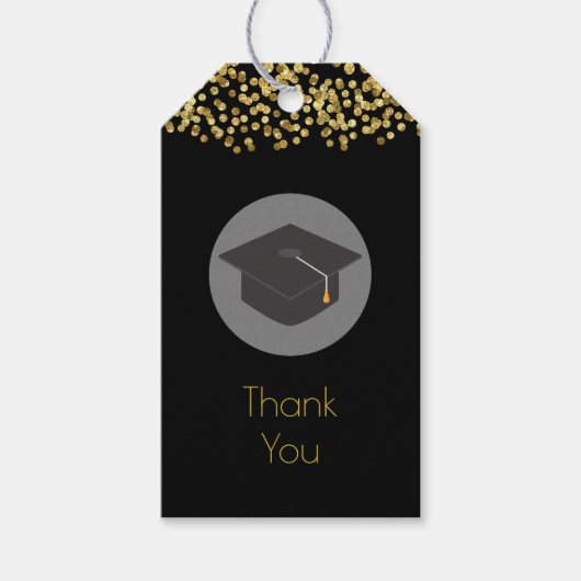 Gouden Confetti & Afstuderen CapDank u Cadeaulabel (Voorkant)