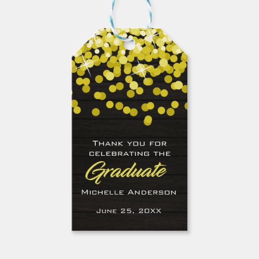 Gouden Confetti Afstuderen Dank u Afstuderen Label Cadeaulabel (Voorkant)