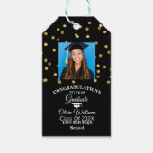 Gouden Confetti Afstuderen foto afstudeerfeest Cadeaulabel (Voorkant)