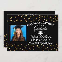 Gouden Confetti Afstuderen foto afstudeerfeest Kaart
