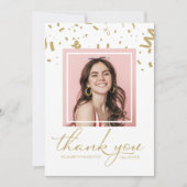 Gouden Confetti Afstuderen Foto Dank u Bedankkaart (Voorkant)