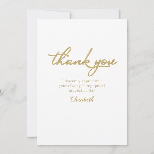 Gouden Confetti Afstuderen Foto Dank u Bedankkaart (Achterkant)