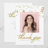 Gouden Confetti Afstuderen Foto Dank u Bedankkaart (Voorkant / Achterkant)