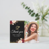 Gouden confetti afstuderen foto Dank u Briefkaart (Staand voorkant)