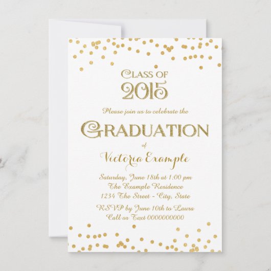 Gouden Confetti Afstuderen Kaart (Achterkant)