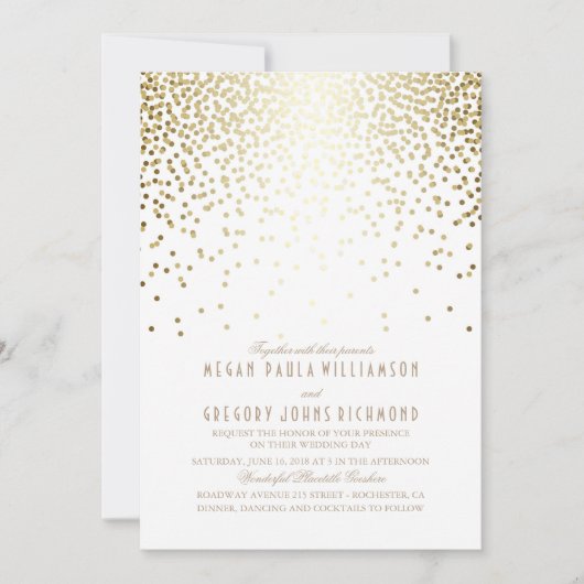  gouden Confetti Art Deco Elegante bruiloft Kaart (Voorkant)