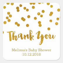 Gouden Confetti Baby shower Dank u Sticker