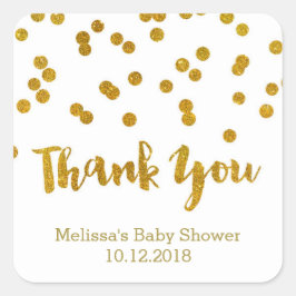 Gouden Confetti Baby shower Dank u Sticker